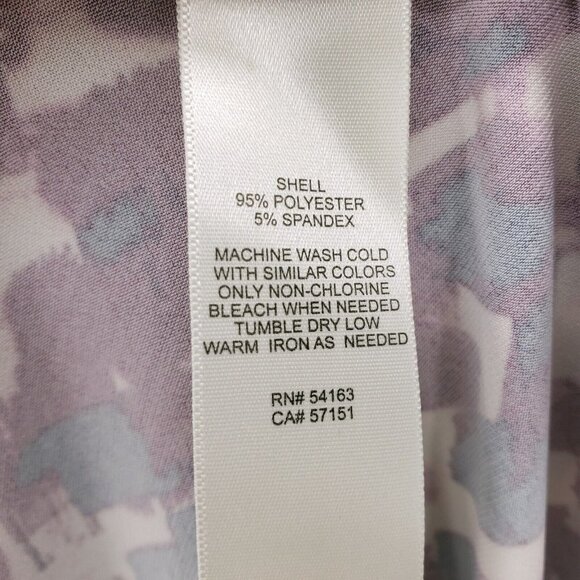 Eliza J Faux Wrap Brushstroke Print Jersey Dress Belted Purple Blue EUC Size 6